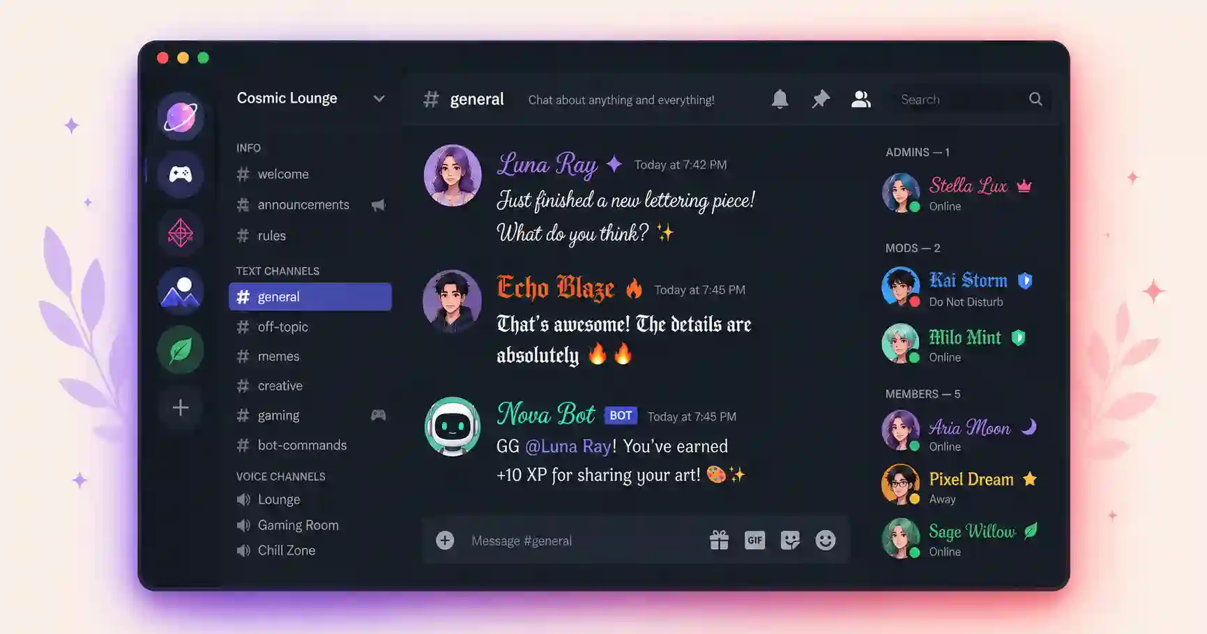 Fontes estilizadas aplicadas em um nome de usuário do Discord