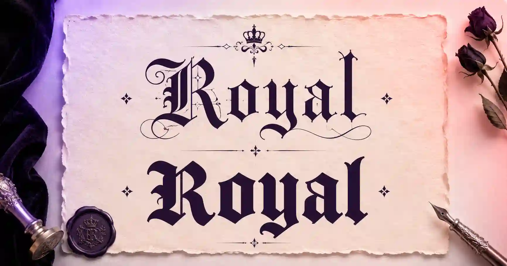 A palavra exemplo em letras góticas estilo old english