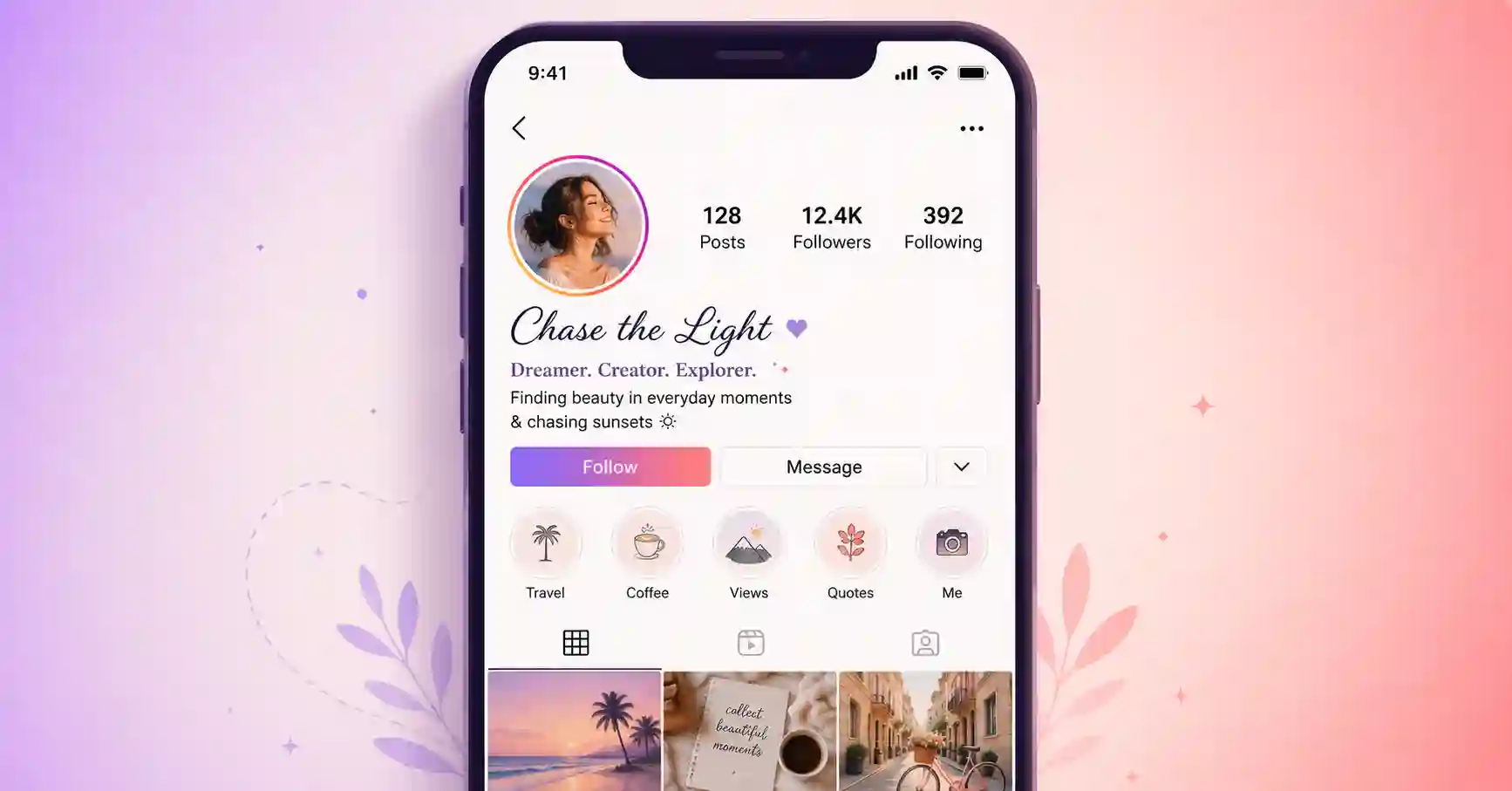 Letras diferentes aplicadas em uma bio do Instagram